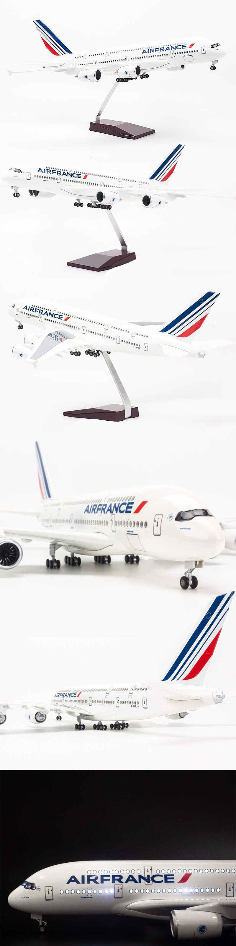 Mô hình Máy bay lắp ráp Air France Airbus A380 Có đèn led 47cm